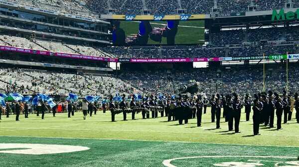 SPF Marching Band performs in Jets pre-game