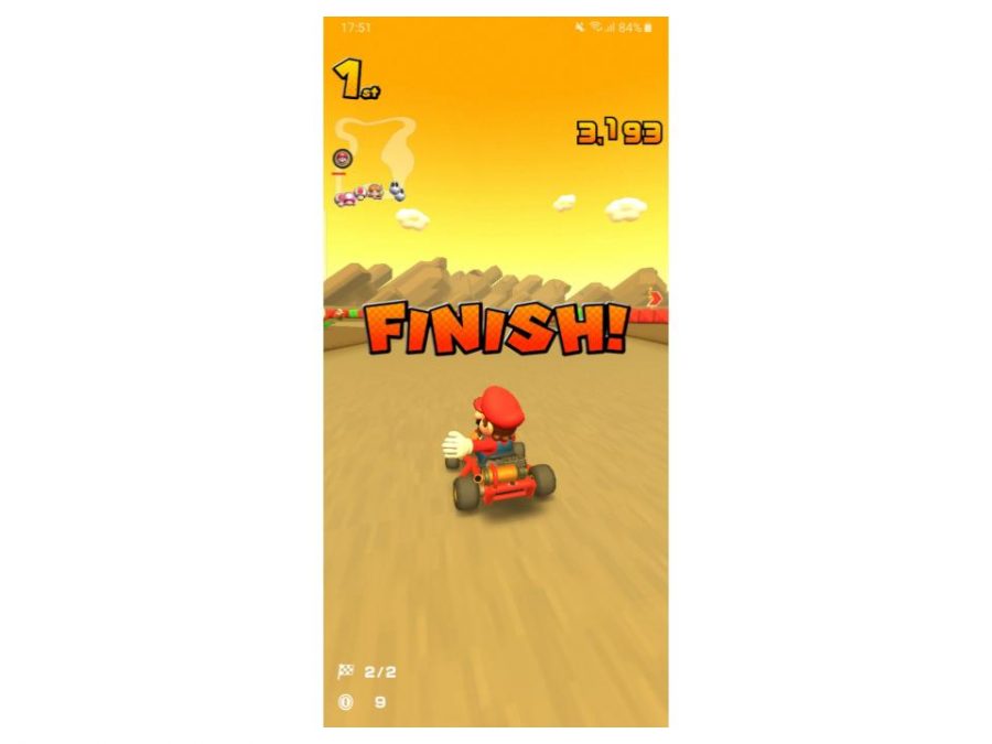 An image of Mario finishing a race in 1st place. Mario Kart broke Pokémon Go’s world record for most downloads in the first 24 hours of launching by about 3.5 million downloads. 