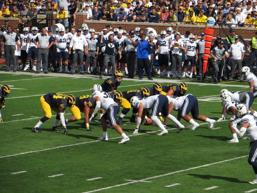photo+courtesy+of+flickr.com%0AThe+Michigan+Wolverines+face+the+BYU+Cougars+at+the+offensive+line+at+Michigan+Stadium+in+Ann+Arbour%2C+Michigan.+Michigan+defeated+BYU+in+a+31-0+win.