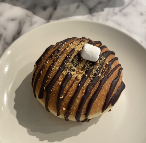 One of Kirshenbaum Baking Co’s pastries, a chocolate marshmallow donut, is pictured above. The bakery recently opened in downtown Westfield on Elm Street.