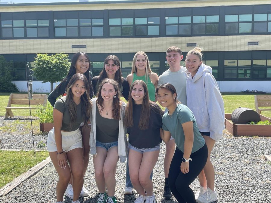 Members of Mental Health Awareness Club pose in the SPFHS courtyard. They held a Mental Health Awareness Day for all students to participate in and enjoy.
