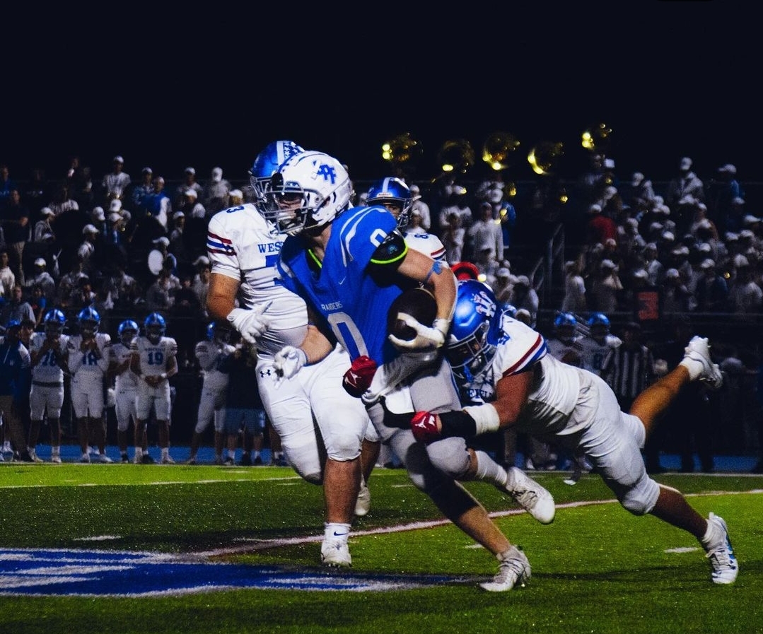 Scotch Plains-Fanwood Raiders lost 31-0 against cross town rivals Westfield, on Friday, September 22 at Perry Tyson Field. Running back Callum Fynes takes it past the defender to move the chains.