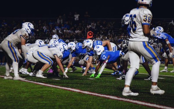 The Scotch Plains-Fanwood Raiders defense lines up in formation to stop the first down conversion. The Raiders failed to shut down Cranford’s offense, allowing the Cougars to capitalize on a large lead early in the game. 
