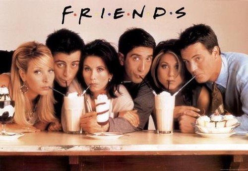  The “Friends” cast gathers and drinks milkshakes. The series aired from 1994 to 2004. 