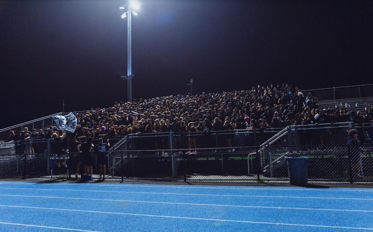 The+student+section+gathers+together+to+support+the+SPFHS+football+team.+Students+participated+in+many+different+themes+and+brought+spirit+to+each+game.