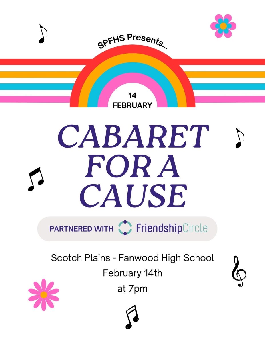The graphic encourages people to attend Cabaret Night. A team of students worked together to organize, plan, and advertise the night.