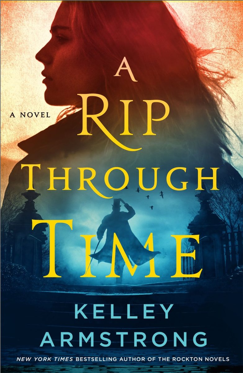This is the book cover of A Rip Through Time. It shows the contrast between the two time periods depicted in the book. 