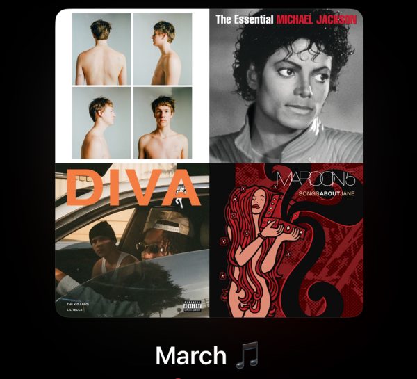 An iPhone displays a curated Apple Music playlist. I created this playlist to display my most played songs for March 2024.