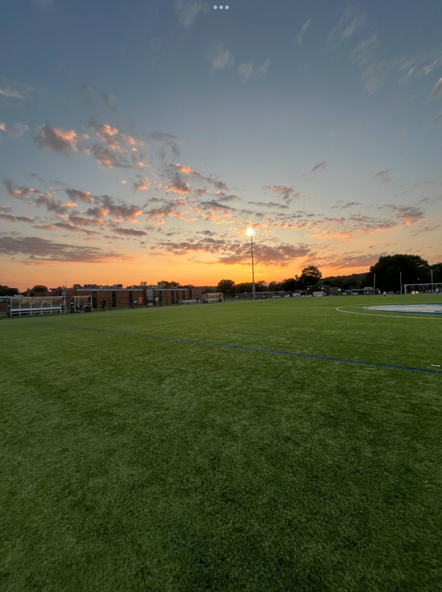 The sun descends over the horizon of the Watchung Mountains late evening after the Raider boys soccer game against Montclair. The Raiders won 3-2 at Shimme Wexler Field.