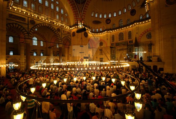 An Eid al-Fitr prayer at a mosque in Istanbul. This holy holiday calls upon Muslims to fulfill the principles of Islam. 