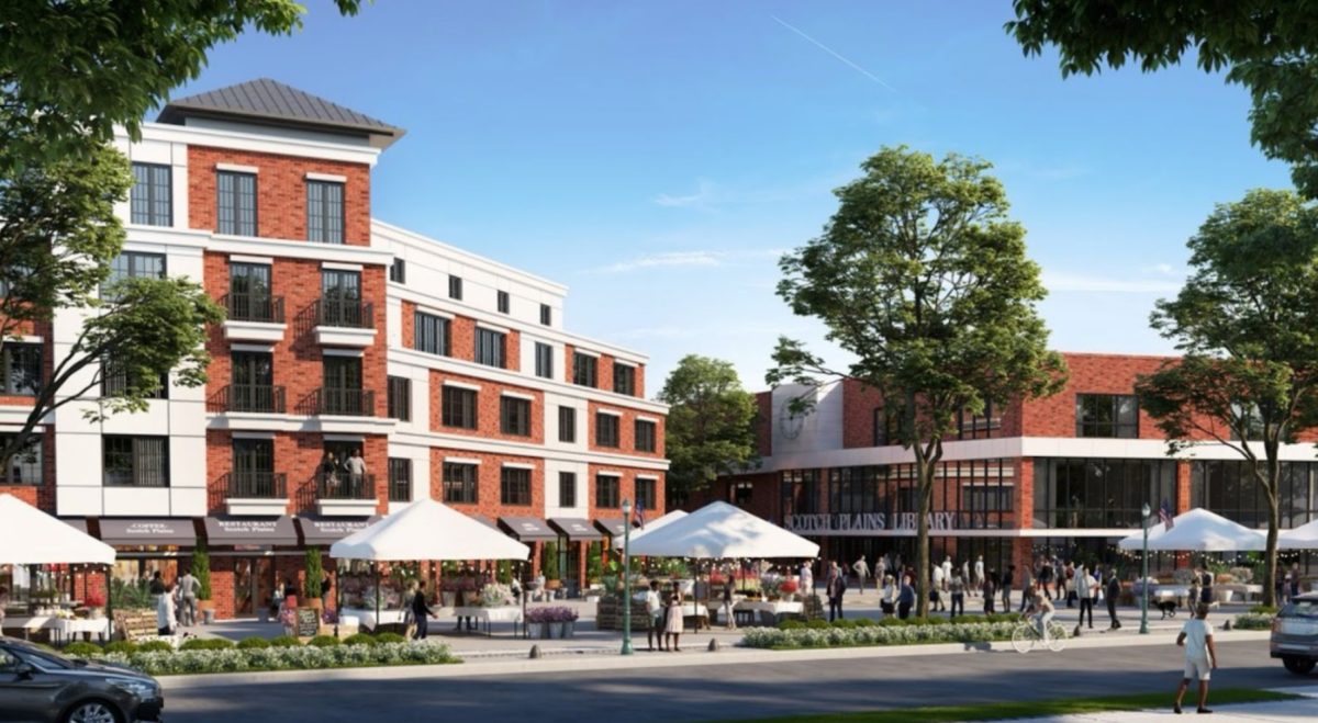 A proposed rendering of the Scotch Plains downtown area. Preparation efforts for the downtown redevelopment process have lasted nearly half of a decade. 