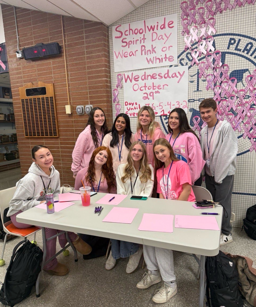 SMAC members tally up which grade had the most spirit, while also participating in the Pink Out. A lot of hard work was put into the event.