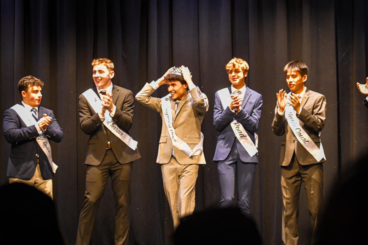 Marco Vidone holds the crown on his head after being named the 2026 Mr. Spiffy High. This charity event was held on Friday, Dec. 5 at 7 p.m. in the Scotch Plains-Fanwood High School auditorium, raising money for Mallory’s Army. 