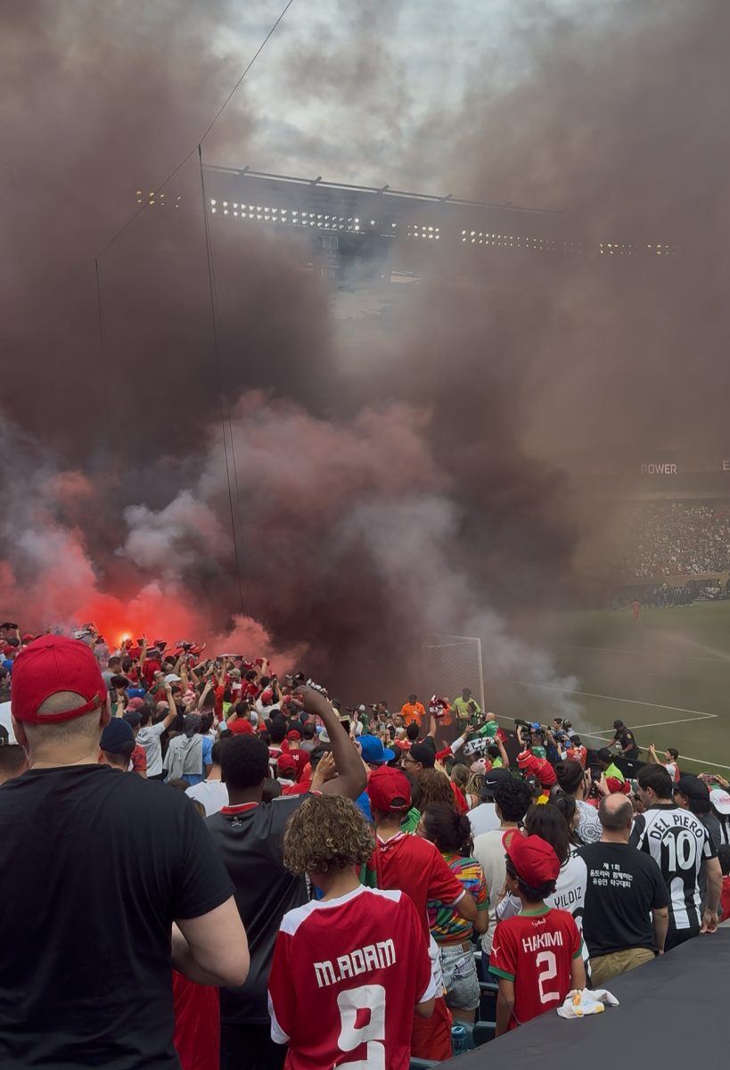 A game to not be forgotten as Juventus and Wydad fans clash. The sky is painted with red flares, stands roar and total football. The stadium disappears into smoke as the winner emerges.
