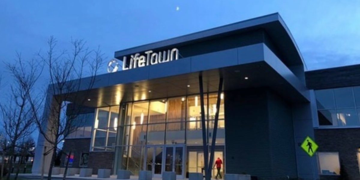 The exterior of the LifeTown complex was recently completed after construction. The building cost over 20 million dollars to erect. 
